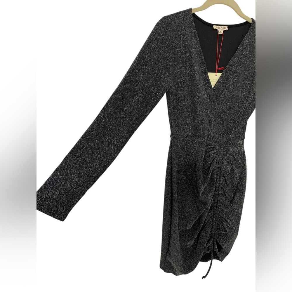 Rolla Coster Black Metallic Ruched Bodycon Dress NWT